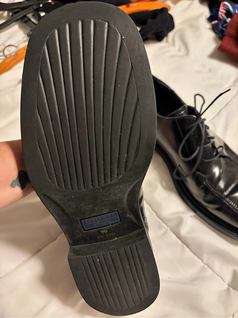 Bostonian Men’s Black Leather Split Toe Oxford Dress Shoes Size 11 Italy - Picture 5 of 7